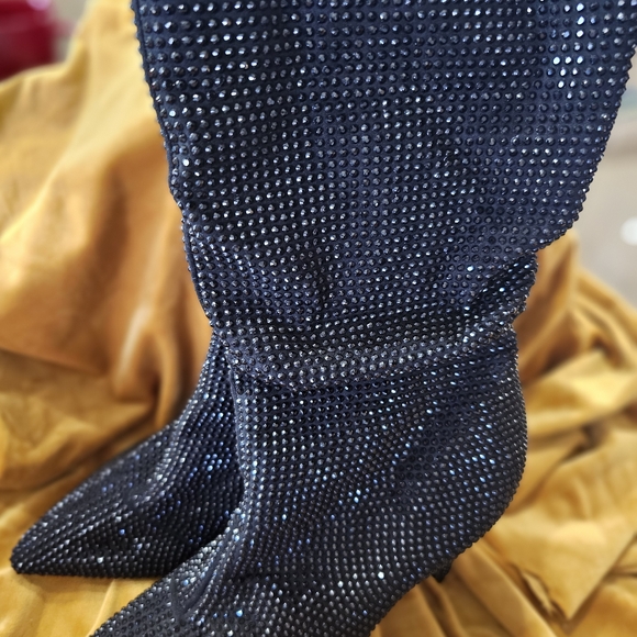 Thalia Sodi Shoes - Thalia Sodi Black Rhinestone Heeled Boots